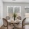 a dining room table with chairs and a plant on it