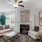 a living room with a fireplace